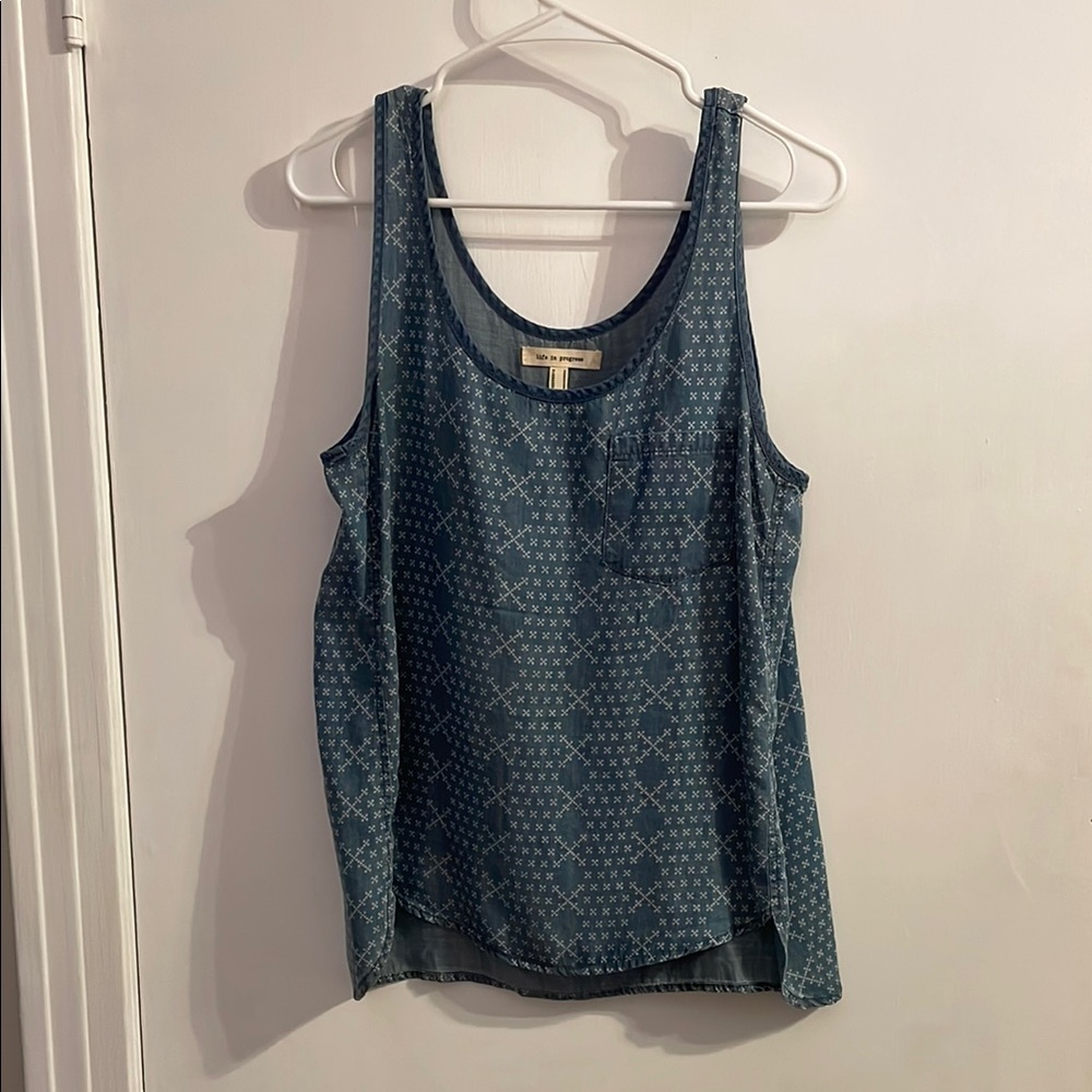 Women's Blue Denim Sleeveless Tank Top